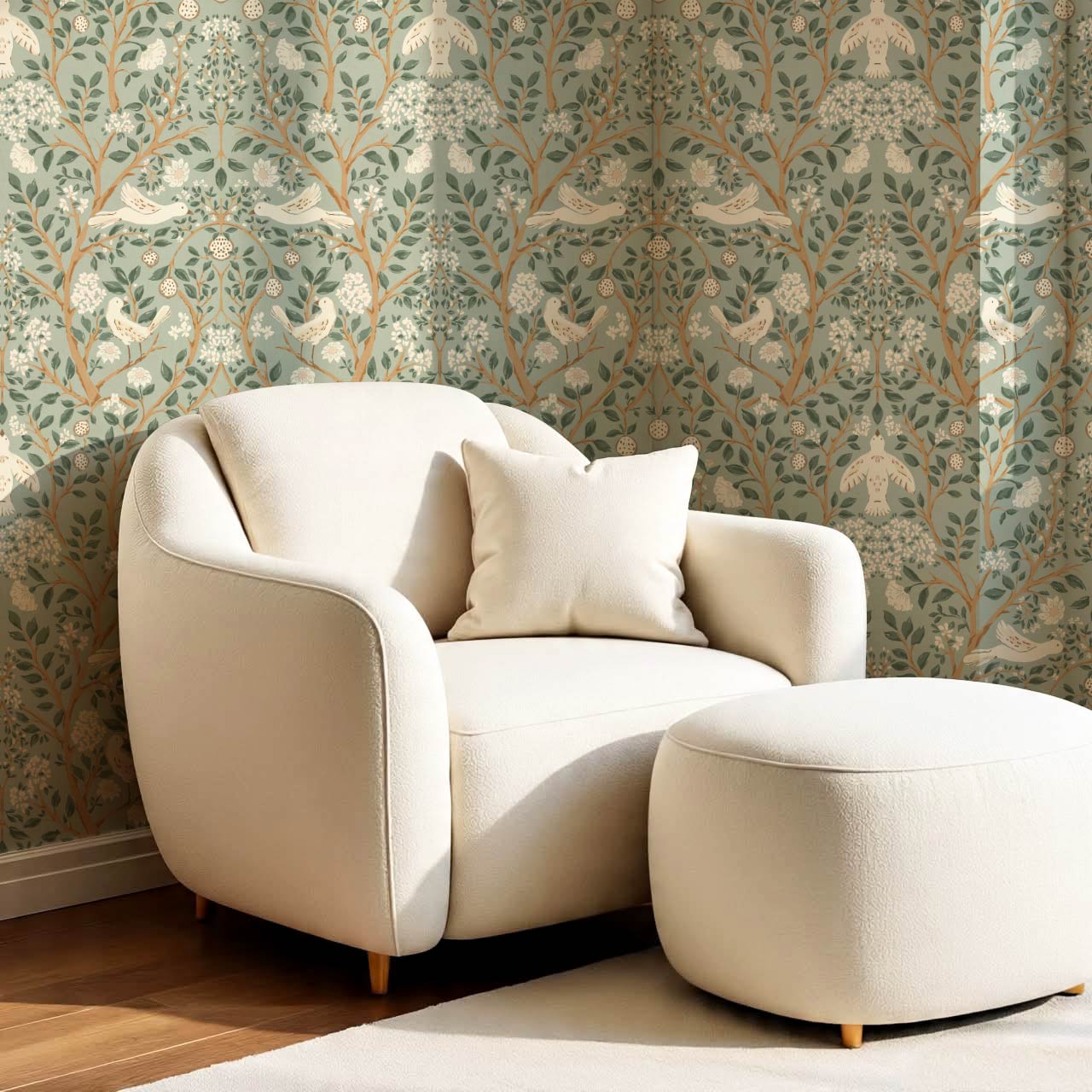 Isabeau Orchard Doves Sage Cream Wallpaper