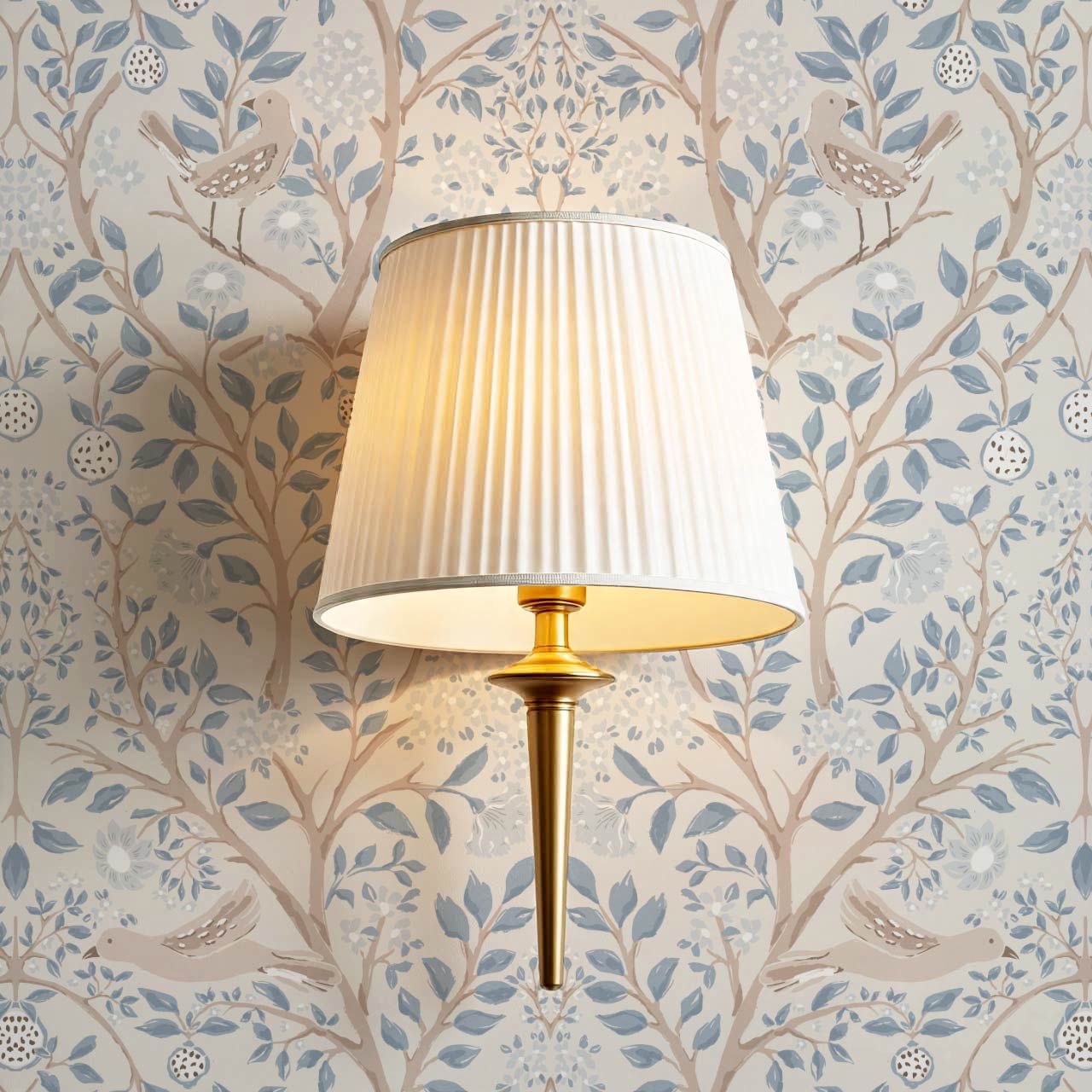 Isabeau Orchard Doves Sky Beige Wallpaper