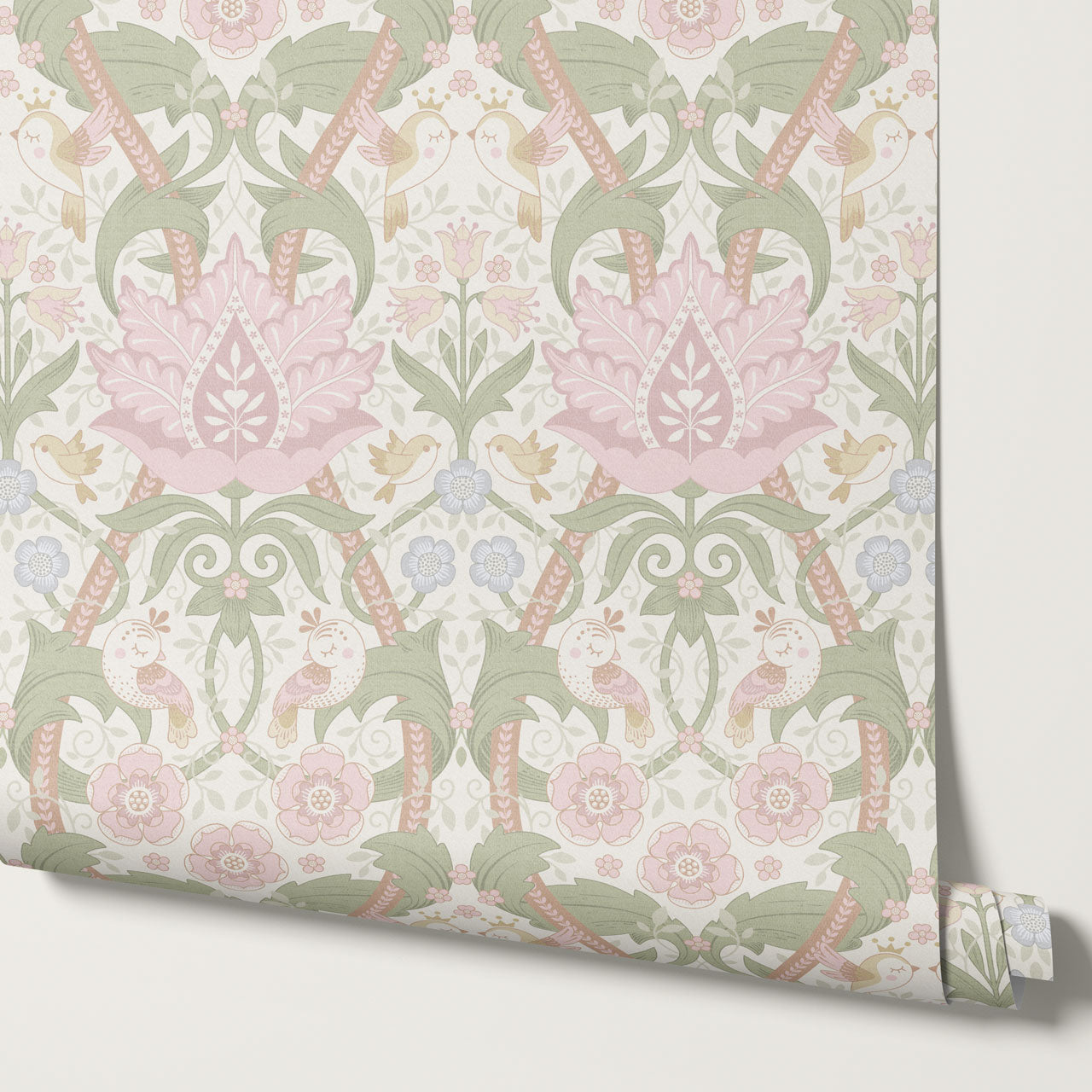 Isabelle Whispering Garden Cream Blush Wallpaper