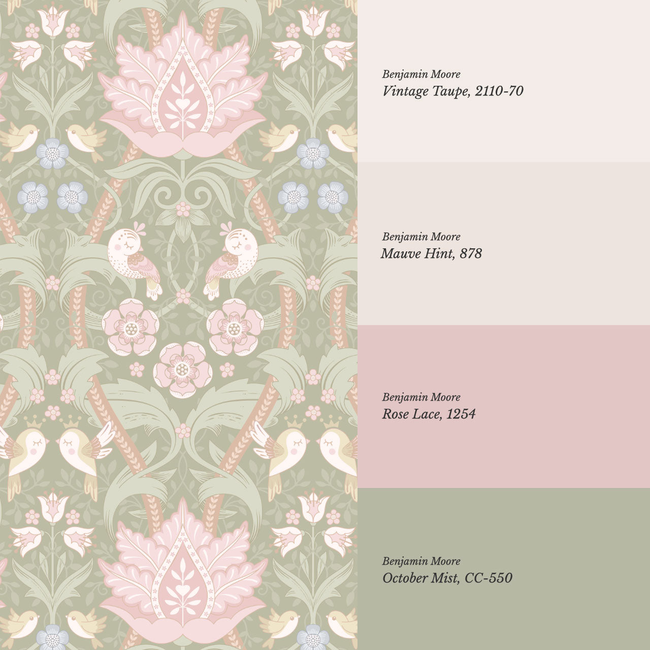 Isabelle Whispering Garden Sage Pastel Wallpaper