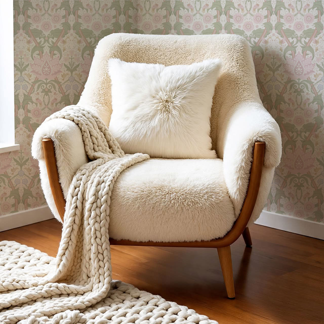 Isabelle Whispering Garden Cream Blush Wallpaper