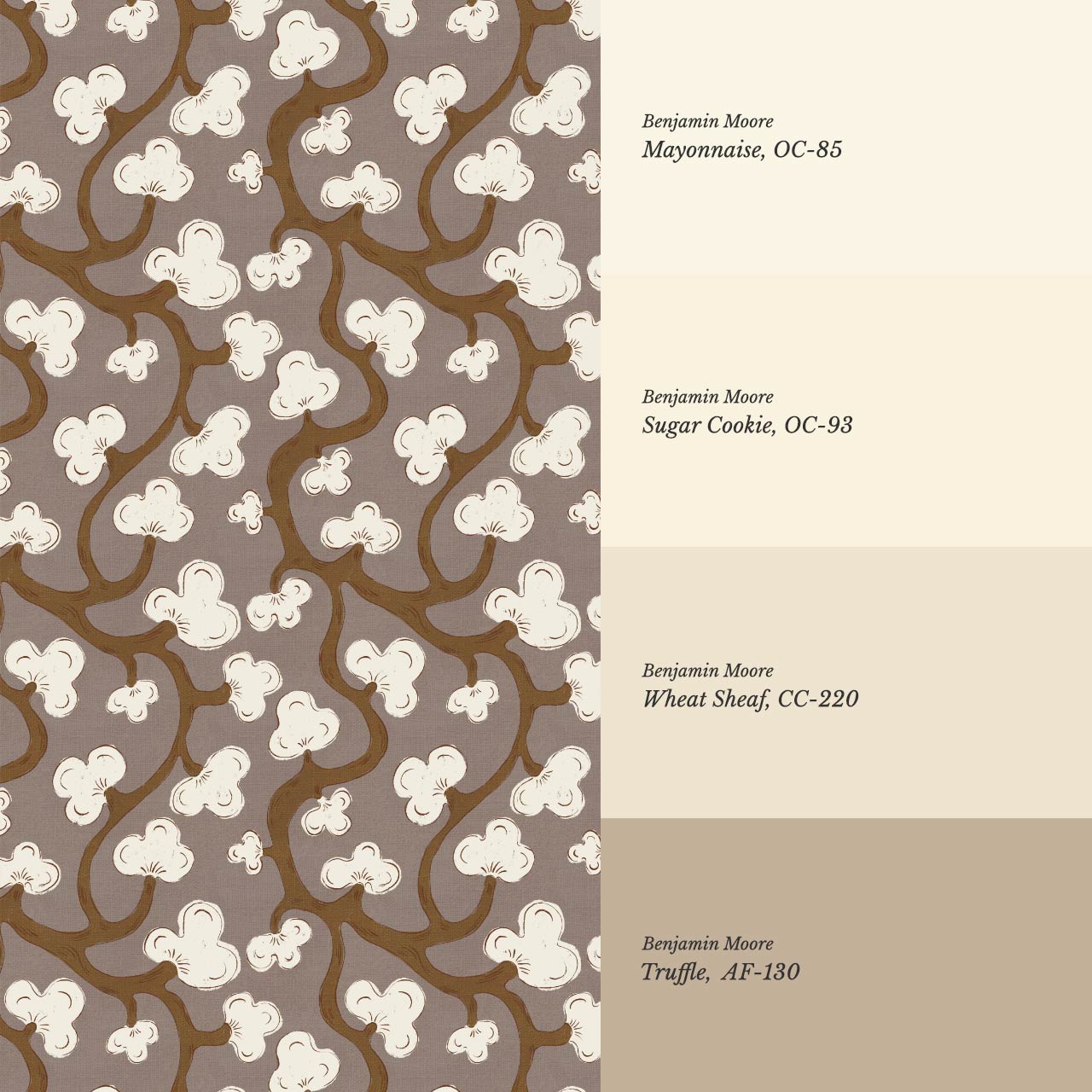 Isadora Chunky Botanical Vines Chocolate Cream Wallpaper