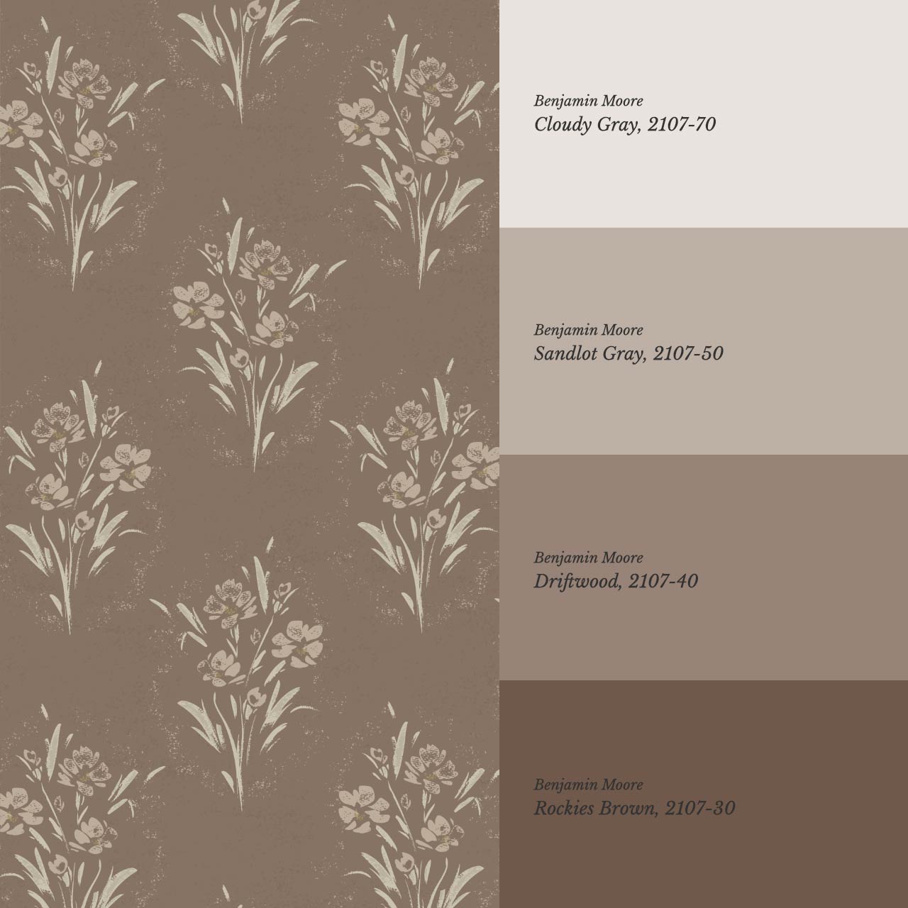 Isla Garden Florals Brown Sand Wallpaper