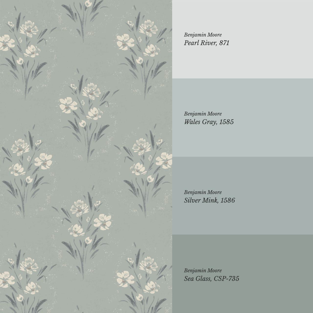 Isla Garden Florals Sea Glass Wallpaper