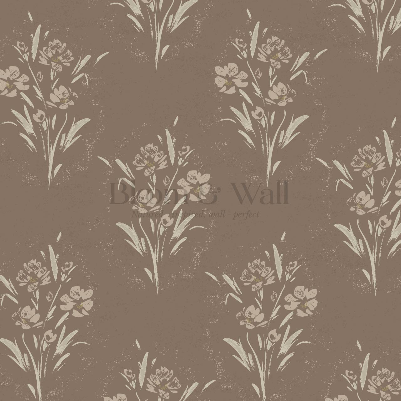 Isla Garden Florals Brown Sand Wallpaper