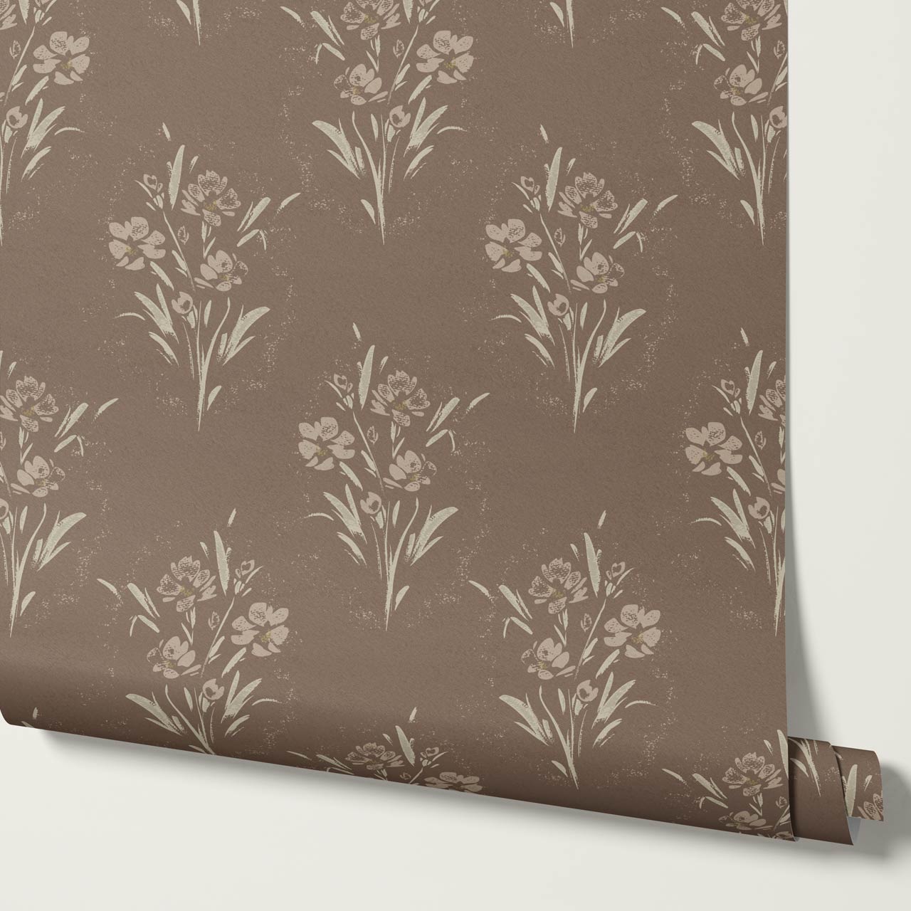Isla Garden Florals Brown Sand Wallpaper