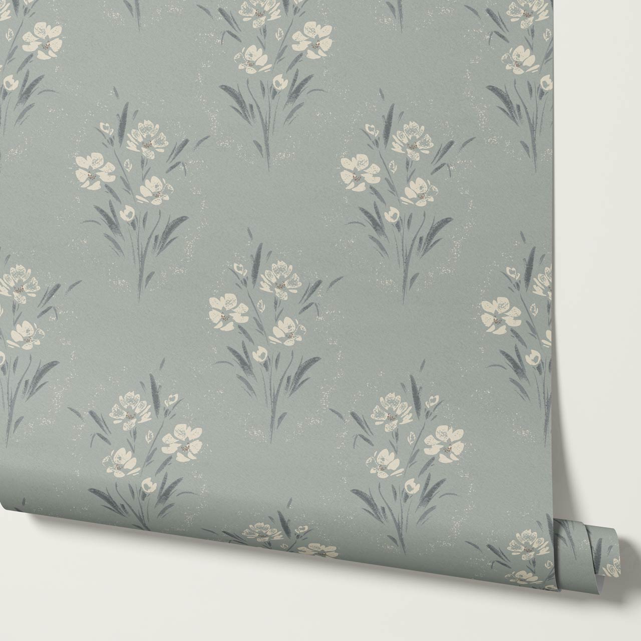 Isla Garden Florals Sea Glass Wallpaper
