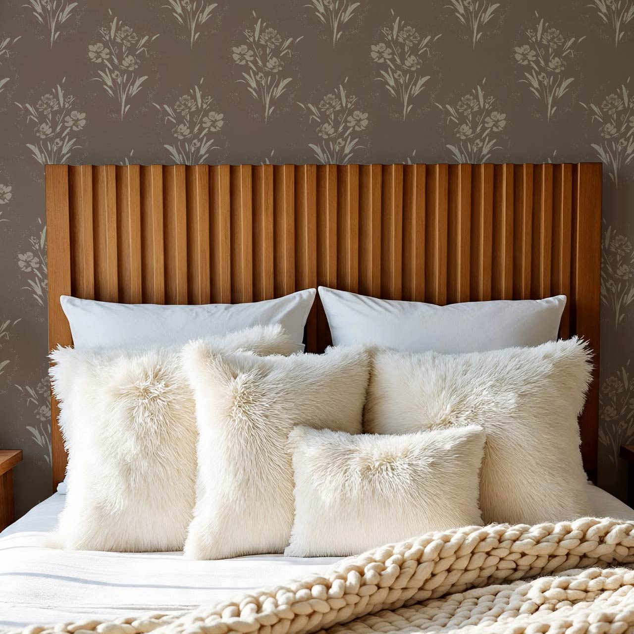 Isla Garden Florals Brown Sand Wallpaper