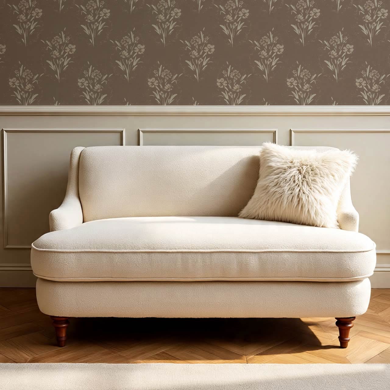 Isla Garden Florals Brown Sand Wallpaper