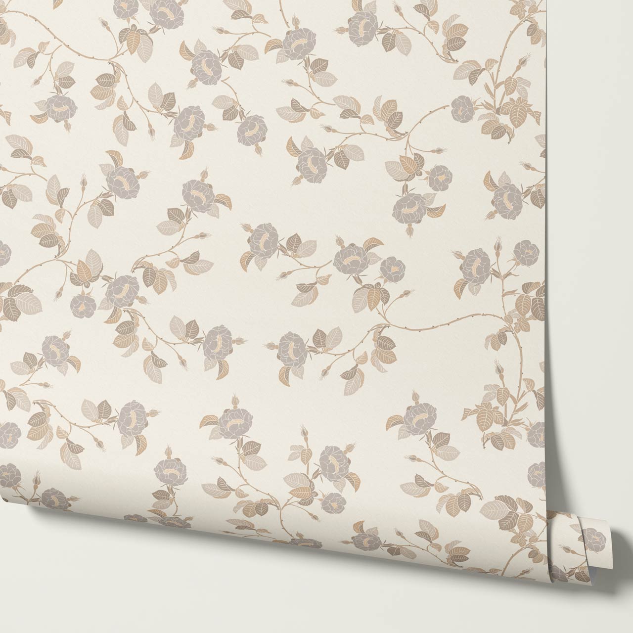 Isolde Wild Rose Neutral Tan Wallpaper