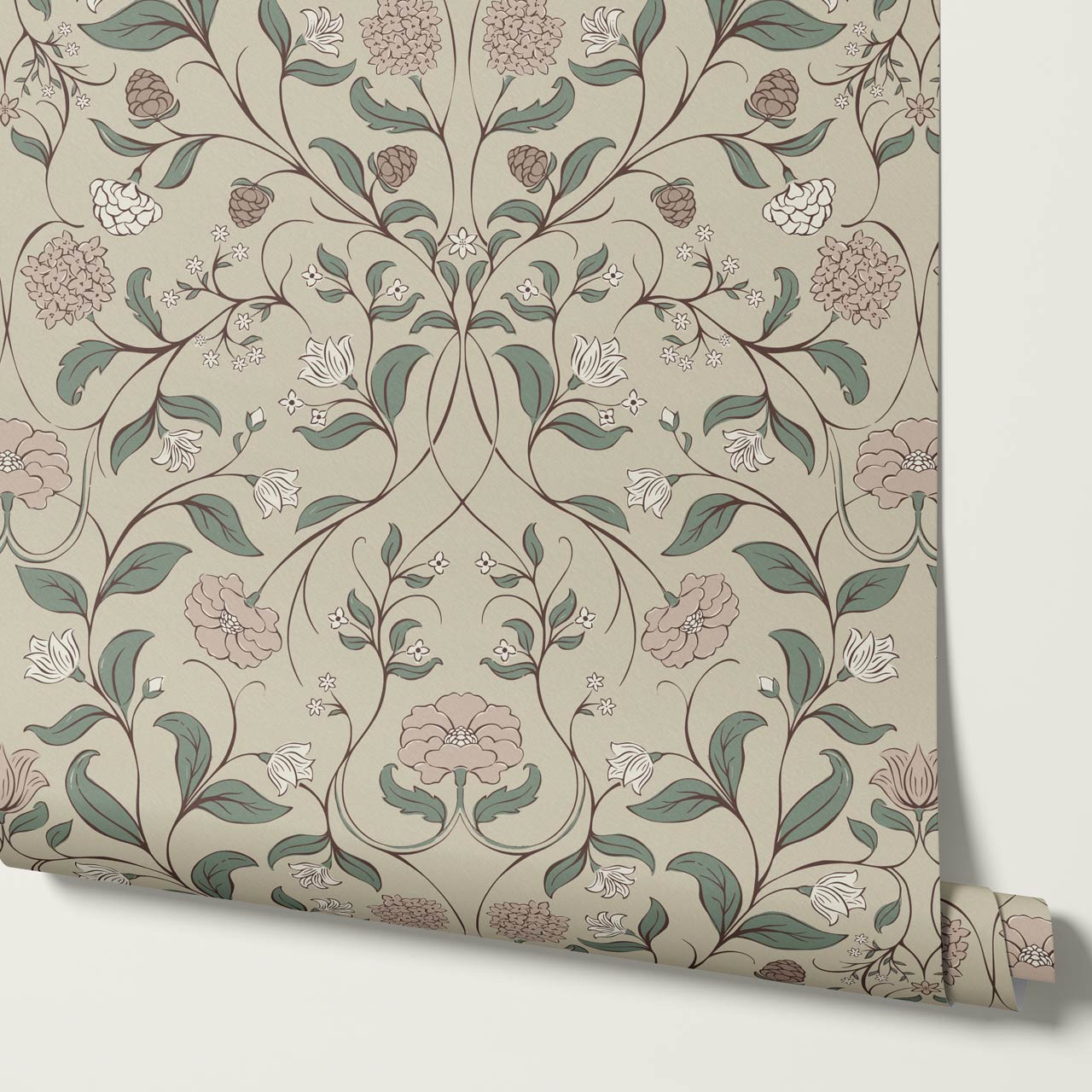 Ivara Botanical Filigree Lace Taupe Forest Wallpaper