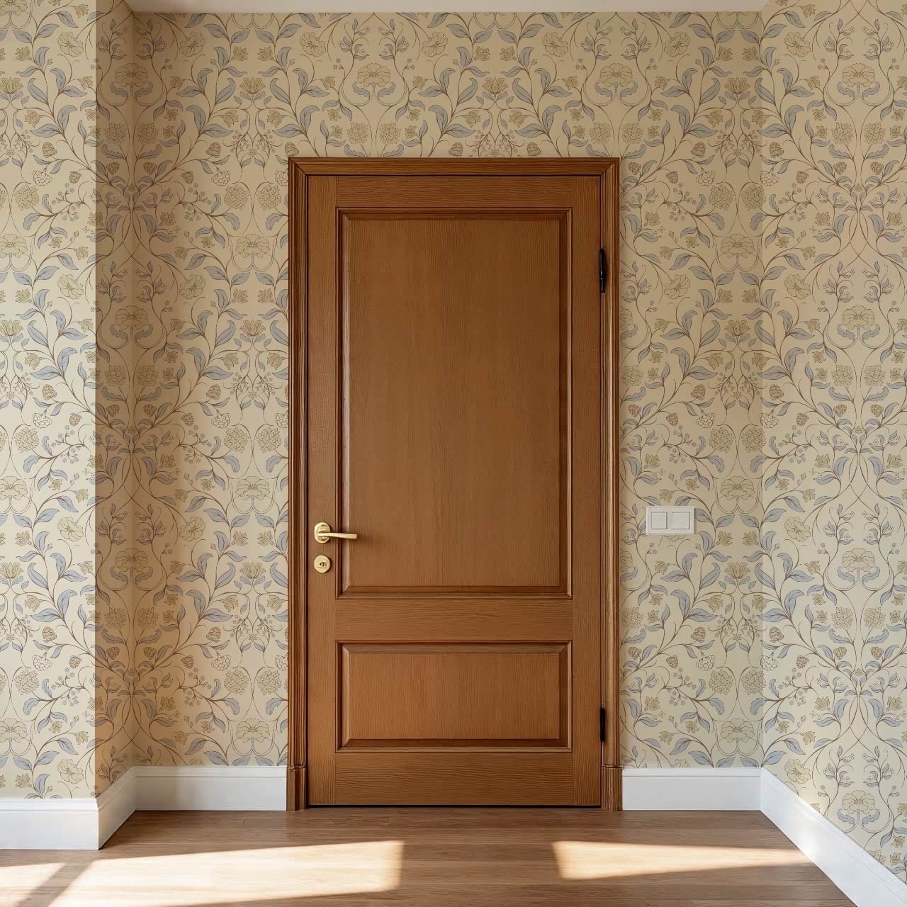 Ivara Botanical Filigree Lace Sky Butter Wallpaper