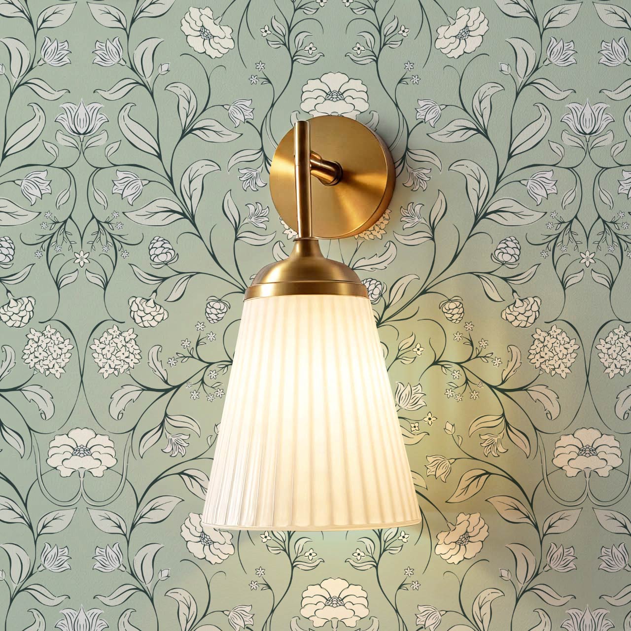 Ivara Botanical Filigree Lace Sage Cream Wallpaper