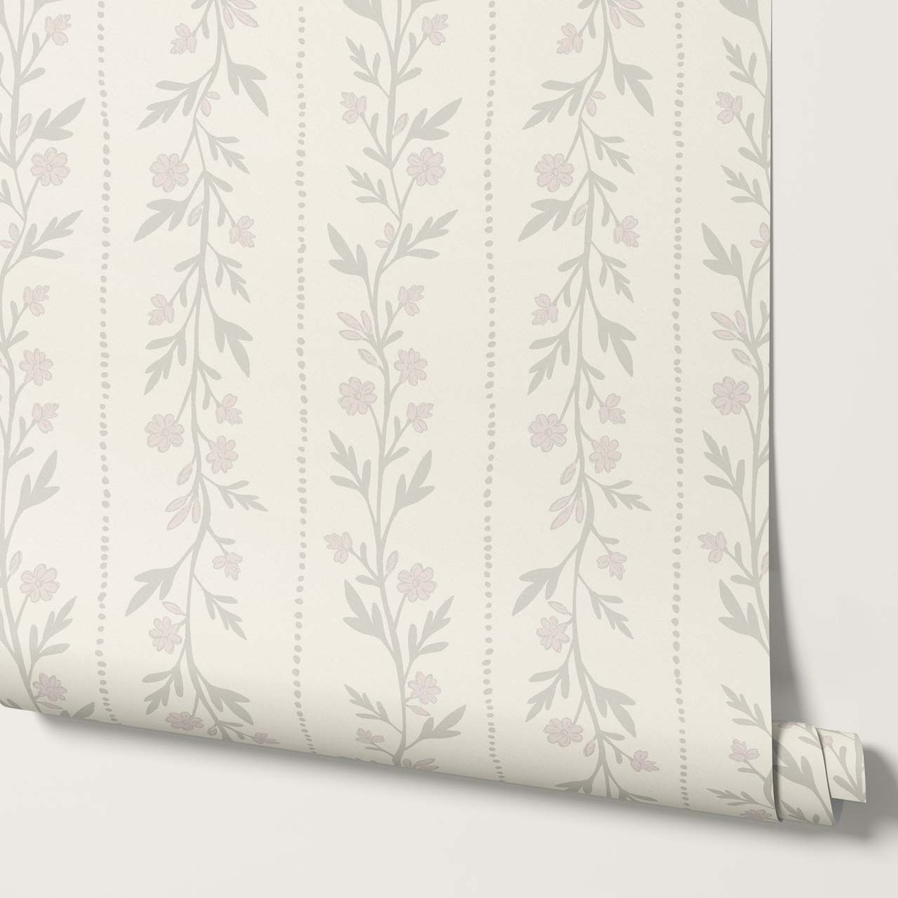 Ivi Trailing Stripes Pale Olive Cream Wallpaper