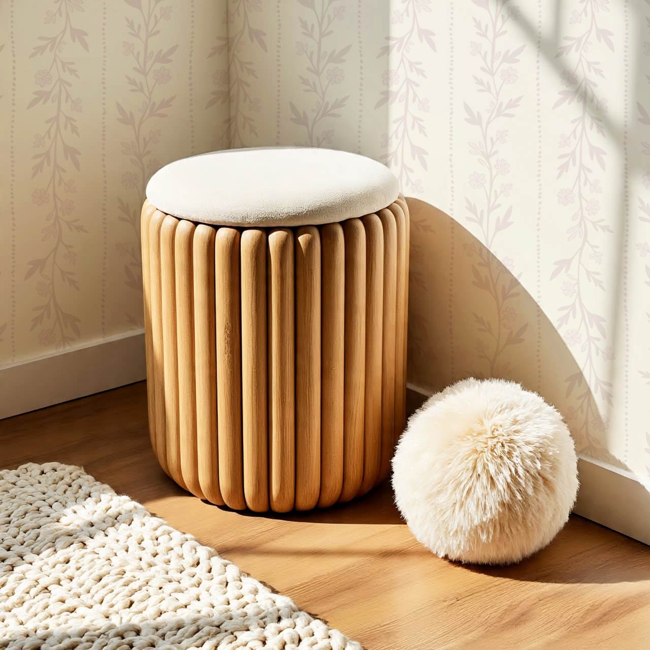 Ivi Trailing Stripes Cream Soft Blush Wallpaper