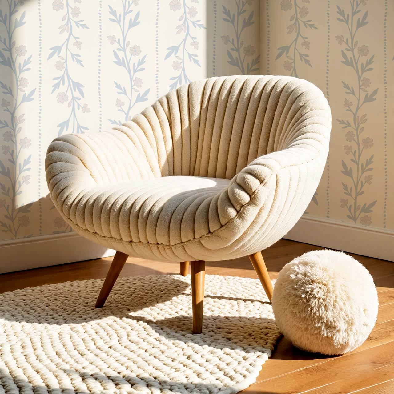 Ivi Trailing Stripes Sky Cream Wallpaper