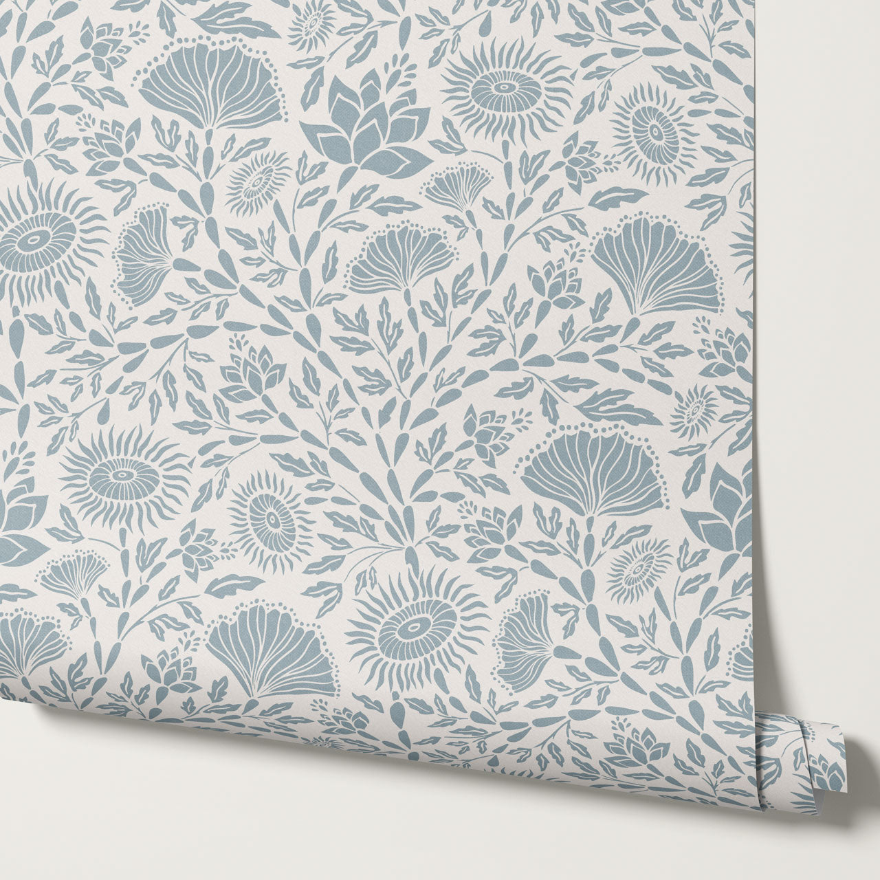 Ivy Seaweed Denim Wallpaper
