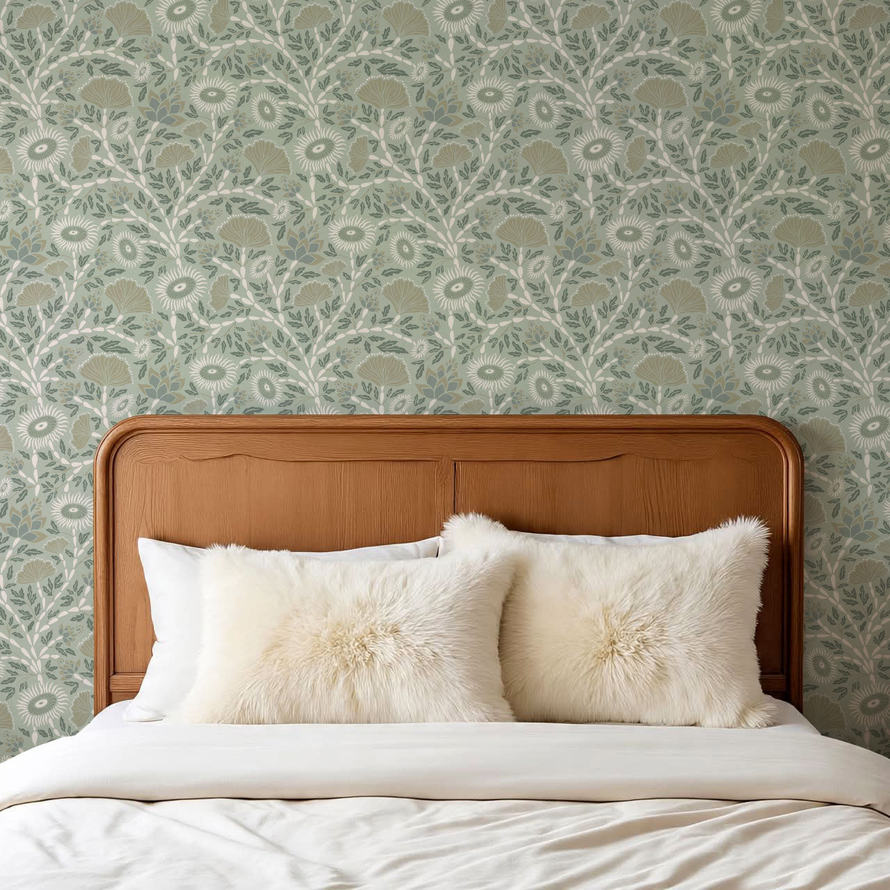 Ivy Seaweed Seafoam Wallpaper