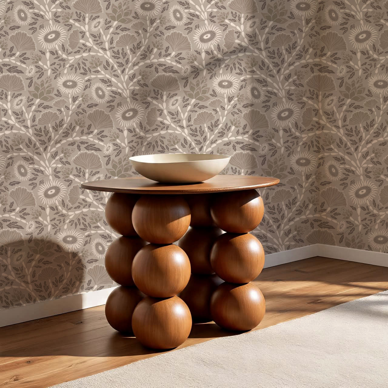 Ivy Seaweed Pebble Wallpaper