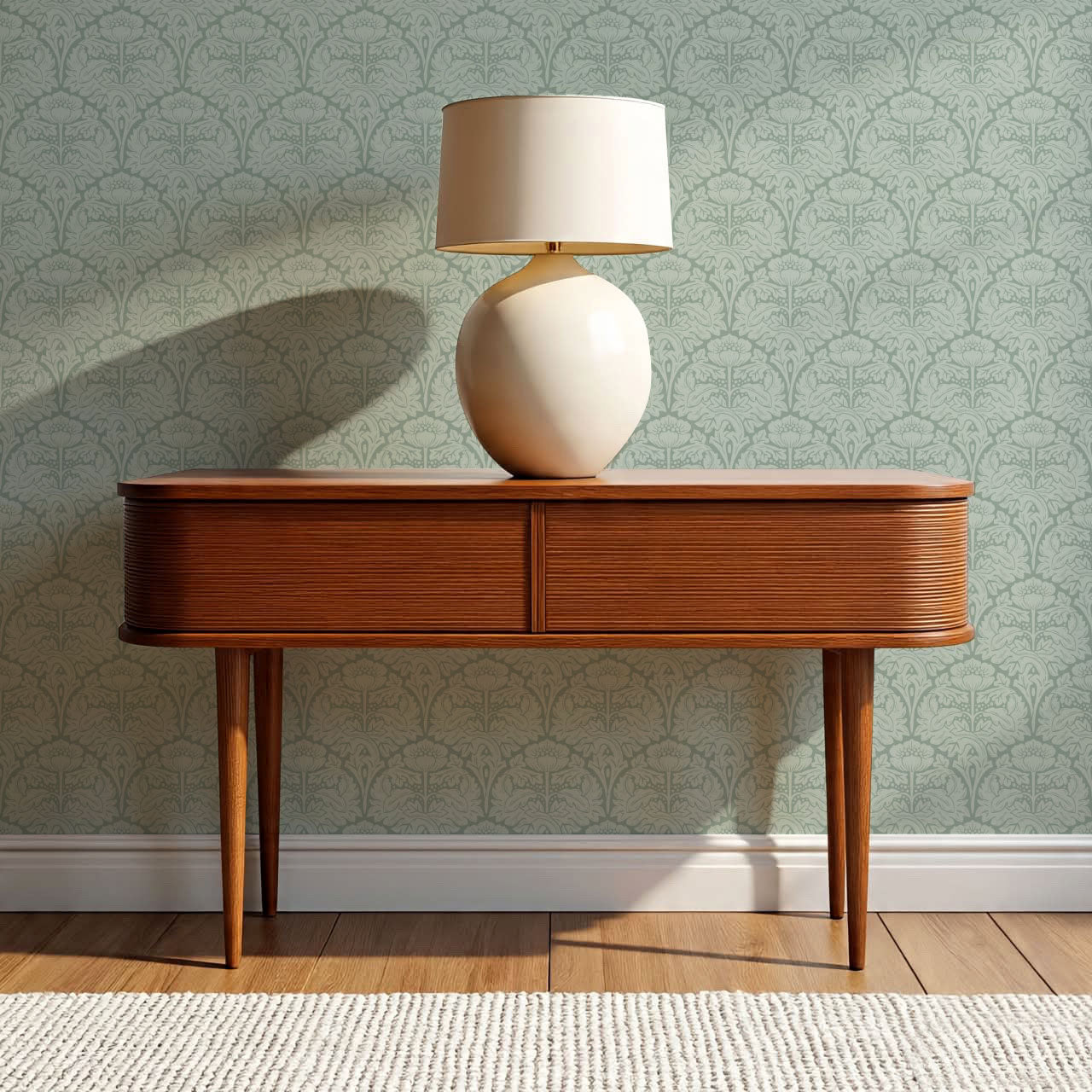 Jane Acantus Leaf Damask Sage Wallpaper