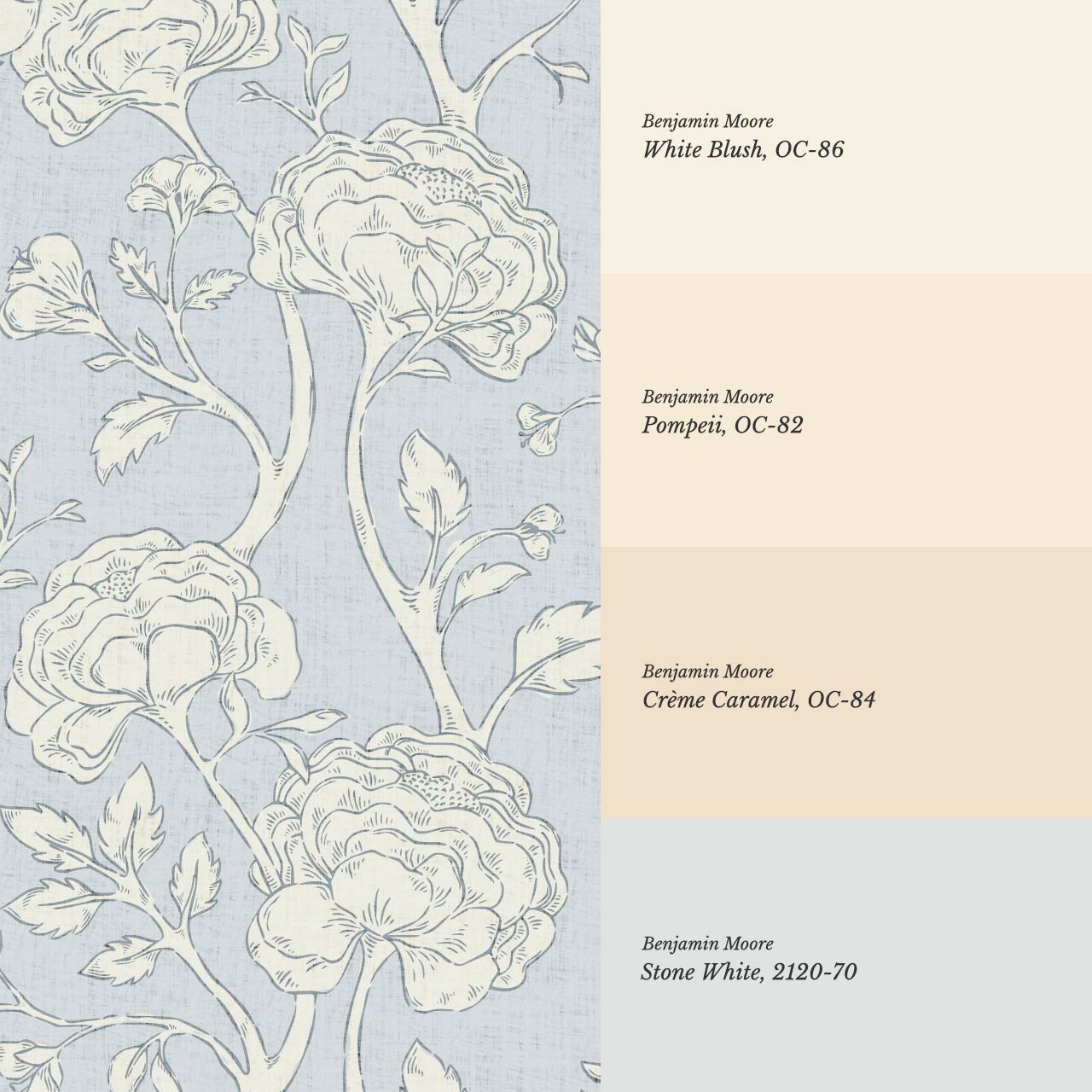 Janvier Peony Chinoiserie French Blue Ivory Wallpaper