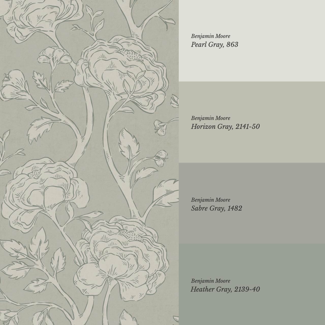 Janvier Peony Chinoiserie Sage Stone Wallpaper