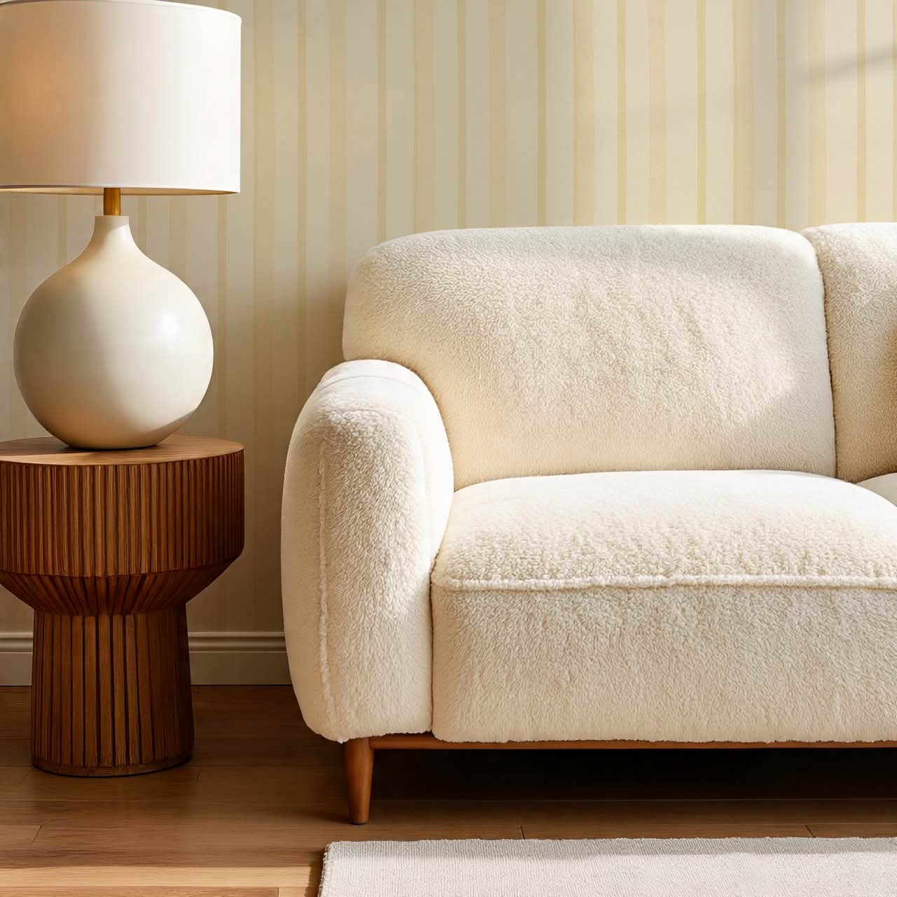 Jara Layered Wobbly Vertical Stripe Pastel Yellow Wallpaper