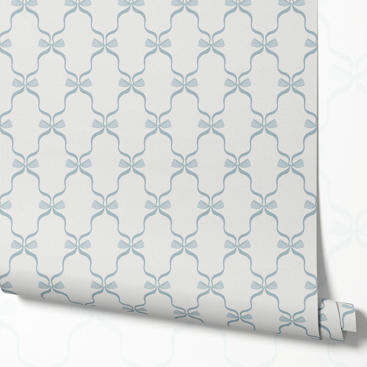 Jasmine Charming Bows Blue Wallpaper