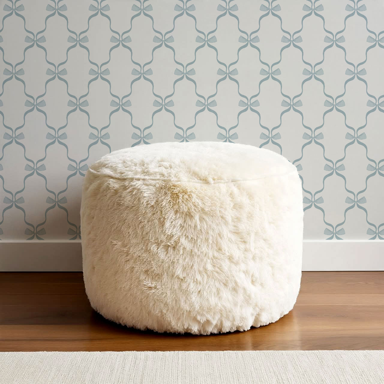 Jasmine Charming Bows Blue Wallpaper
