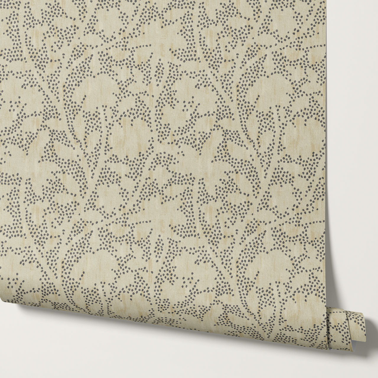 Jazmin Dotted Florals Neutral Gray Wallpaper