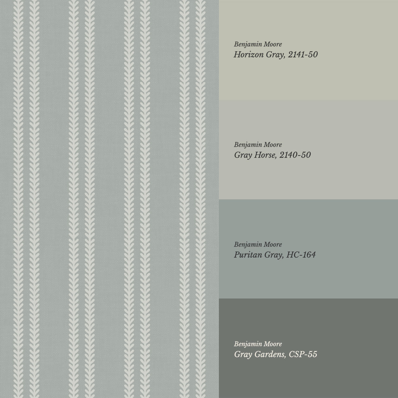 Jenna Leaf Stripe Gray Wallpaper