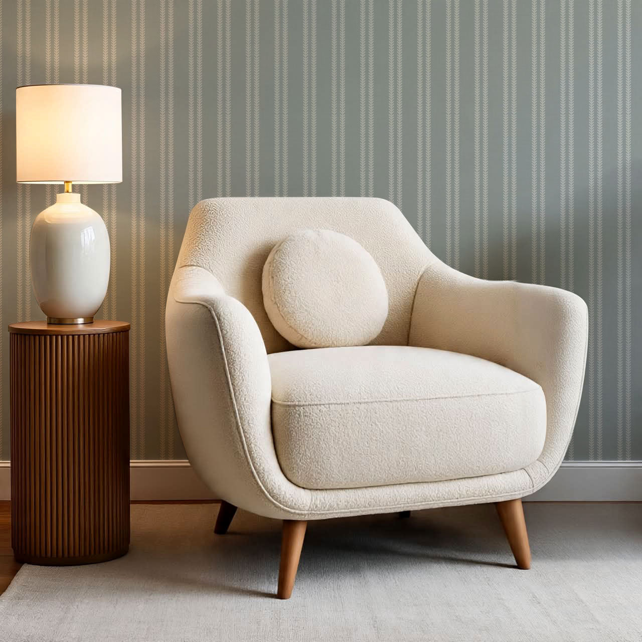 Jenna Leaf Stripe Gray Wallpaper