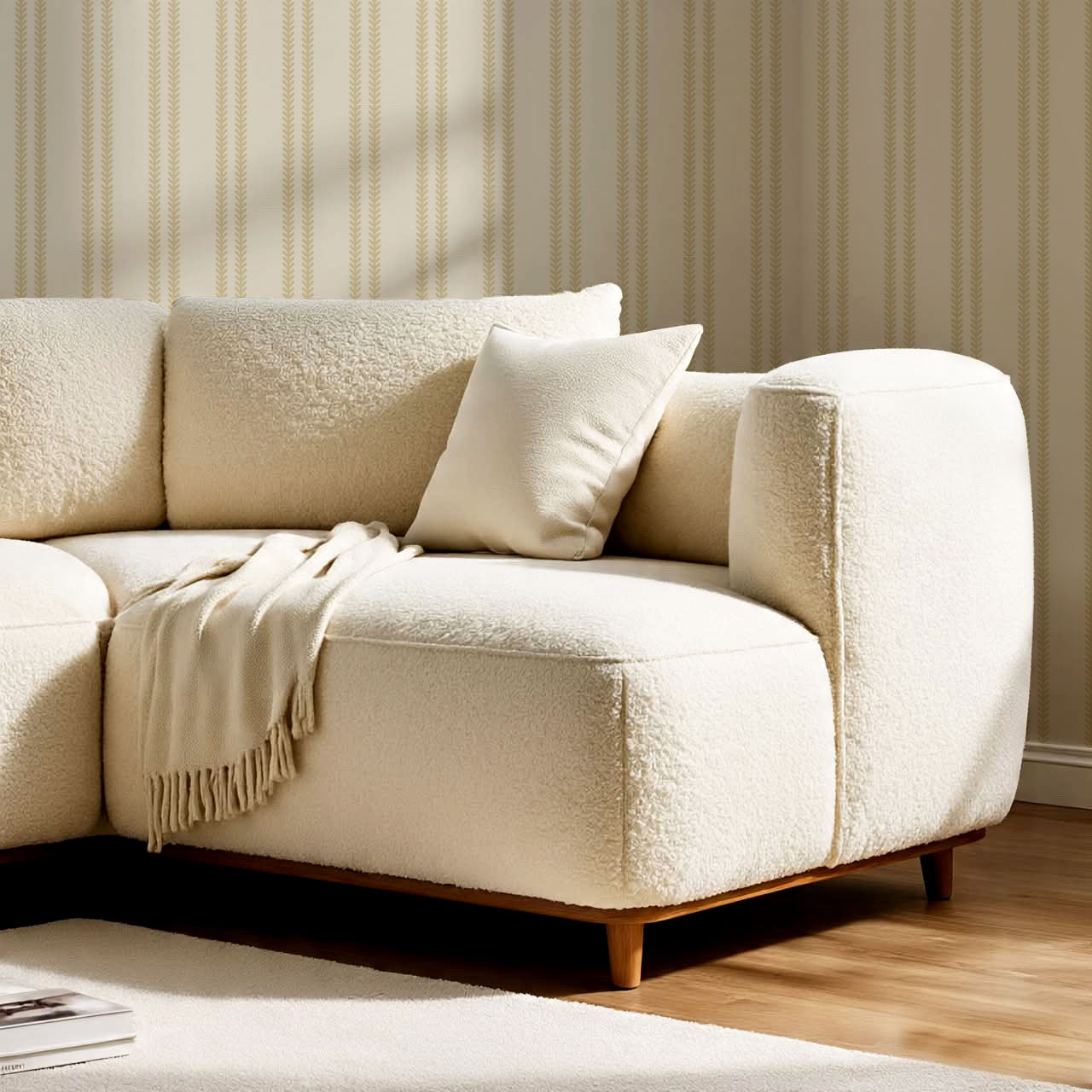 Jenna Leaf Stripe Straw Wallpaper