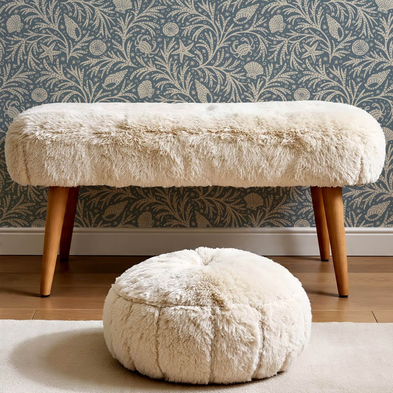 Jimena Marine Flow Blue Ivory Wallpaper