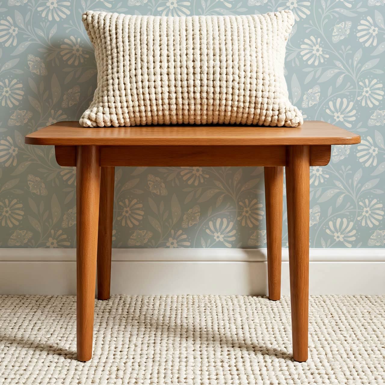 Jolanta Large Porcelain Flora Cream Blue Wallpaper