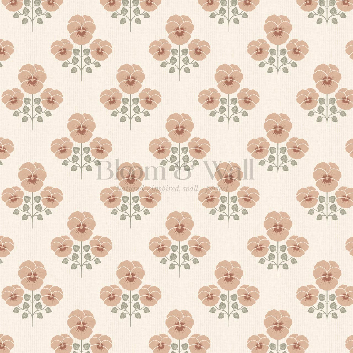 Josefina Pansies Cream Clay Wallpaper