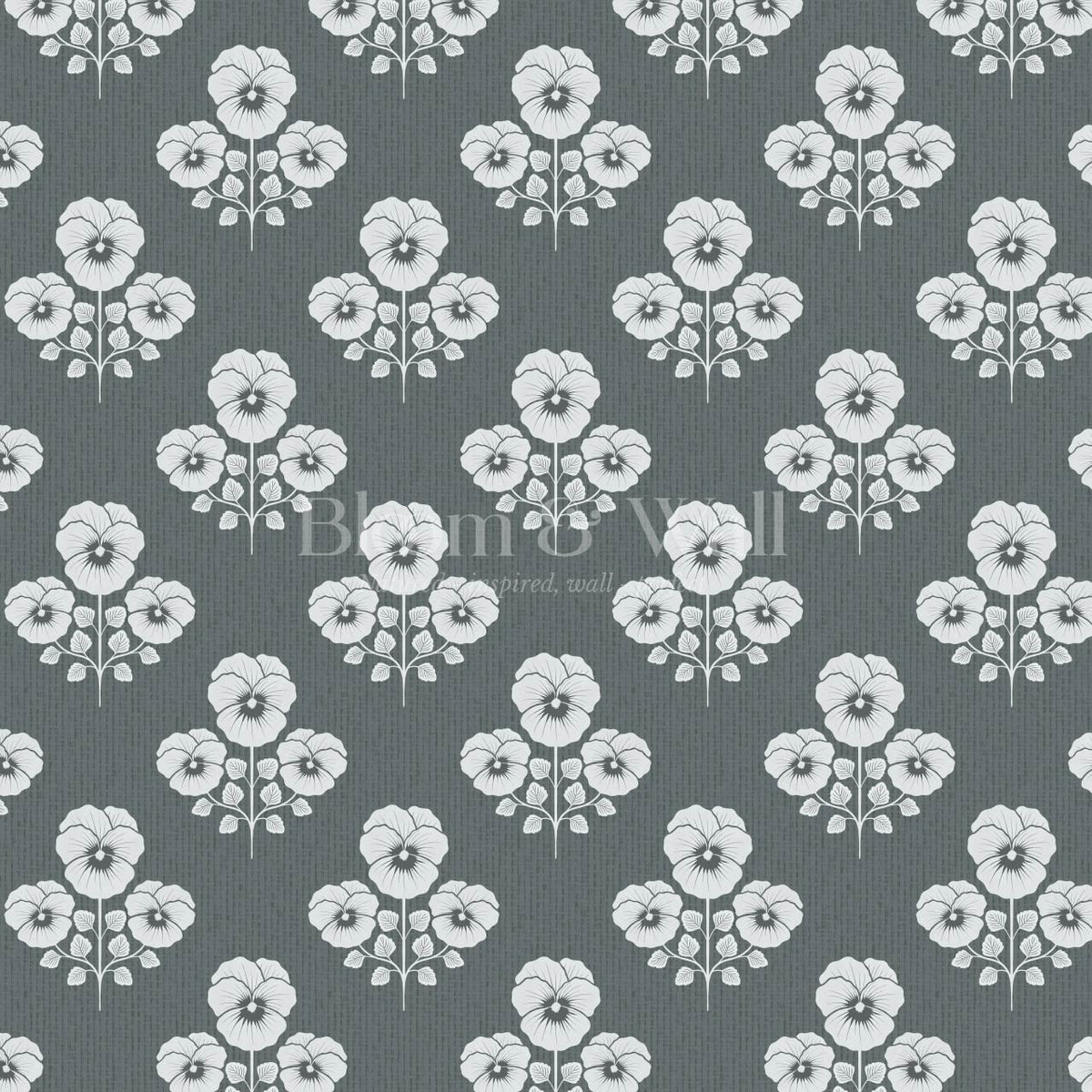 Josefina Pansies Slate Smoke Wallpaper