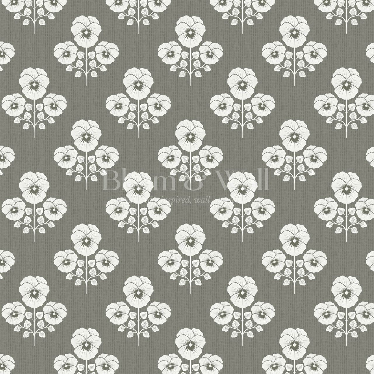 Josefina Pansies Deep Olive Wallpaper
