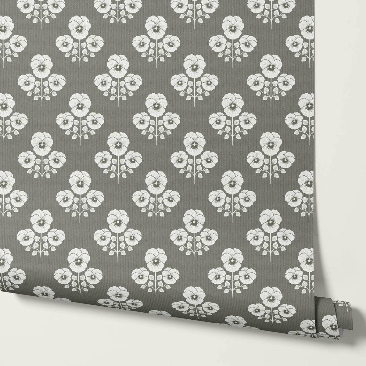 Josefina Pansies Deep Olive Wallpaper