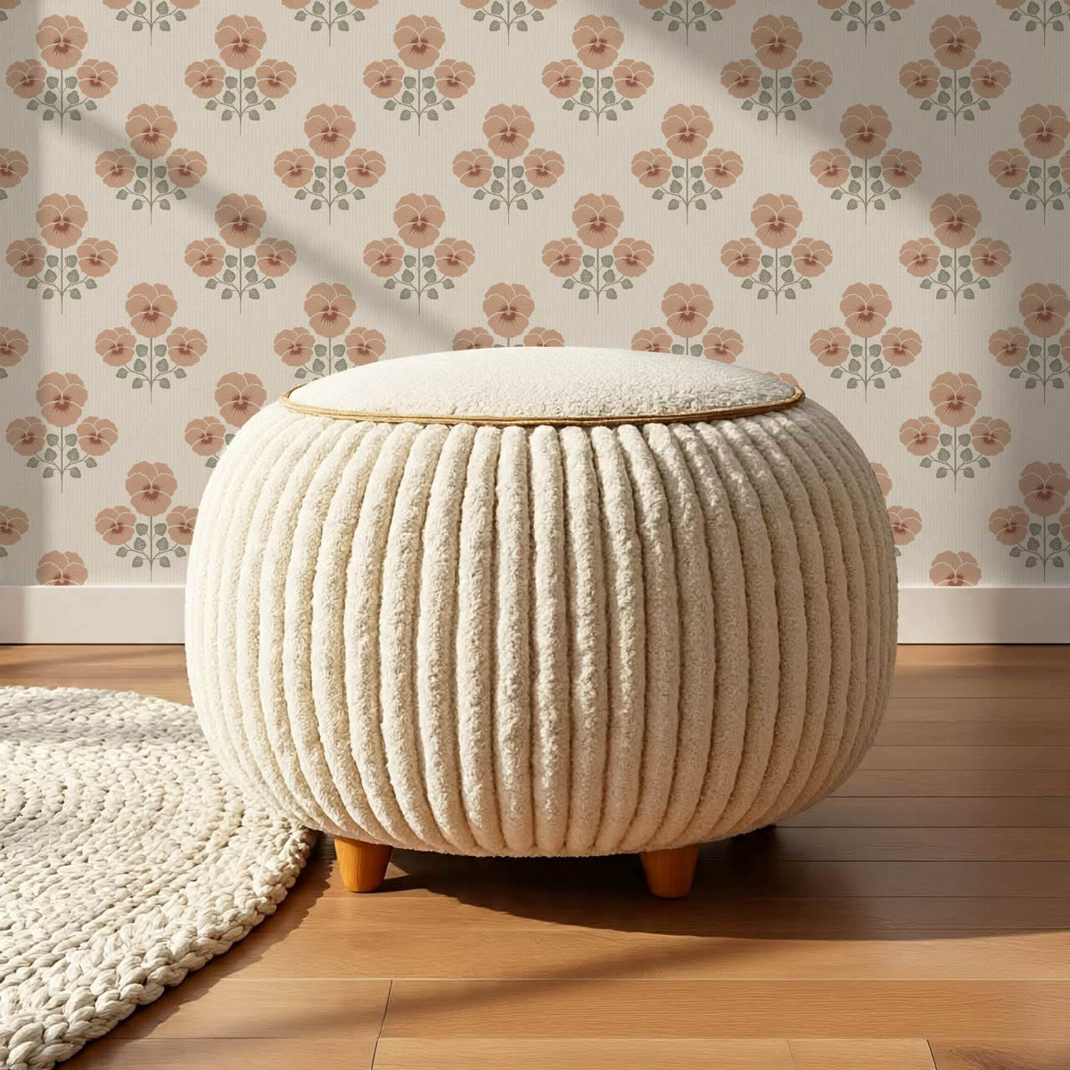 Josefina Pansies Cream Clay Wallpaper