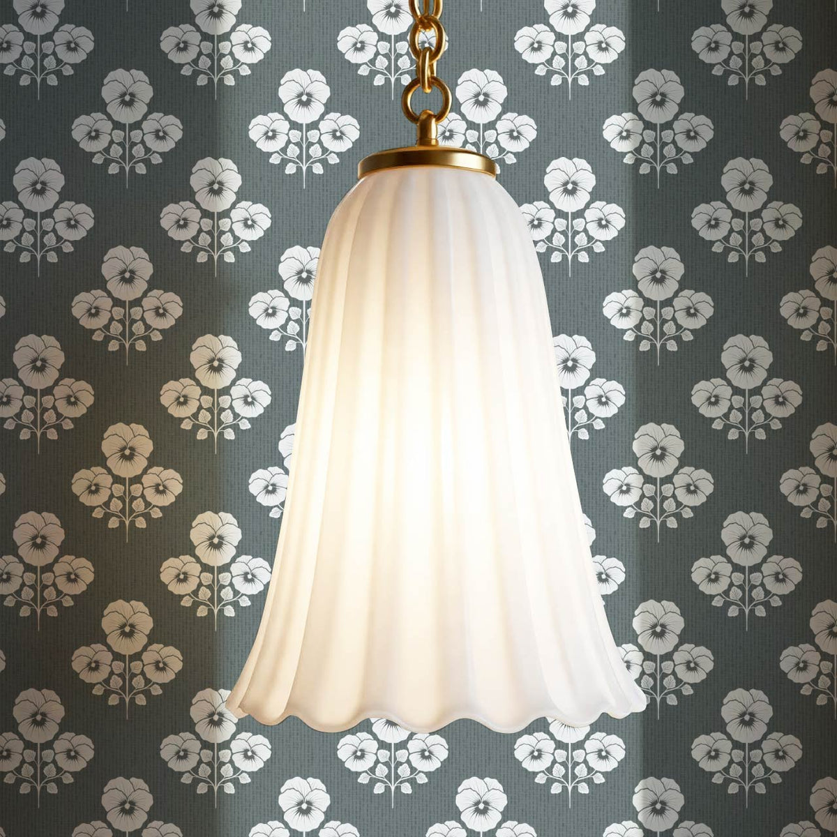 Josefina Pansies Slate Smoke Wallpaper
