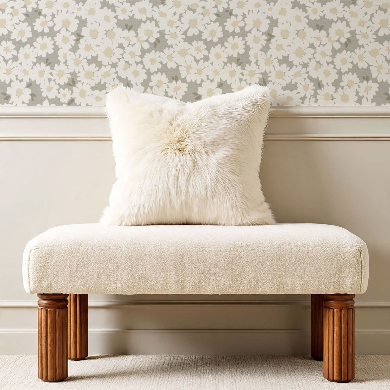 Josephine Chamomile Olive Butter Wallpaper