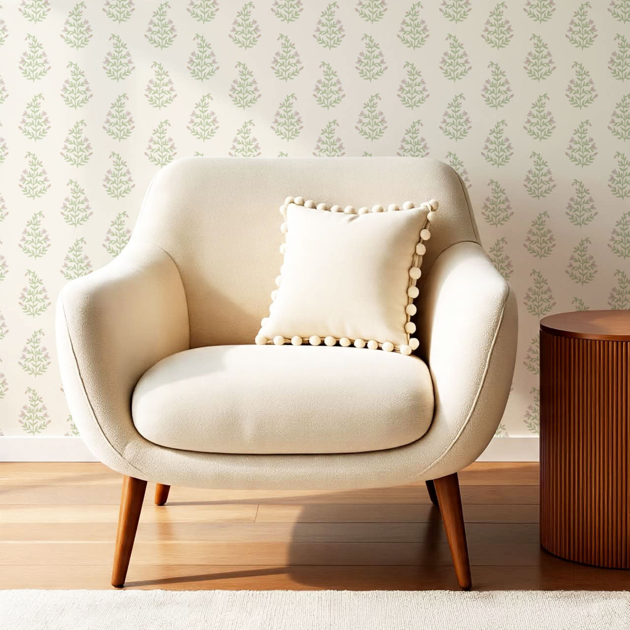 Josette Paisley Green Pink Wallpaper