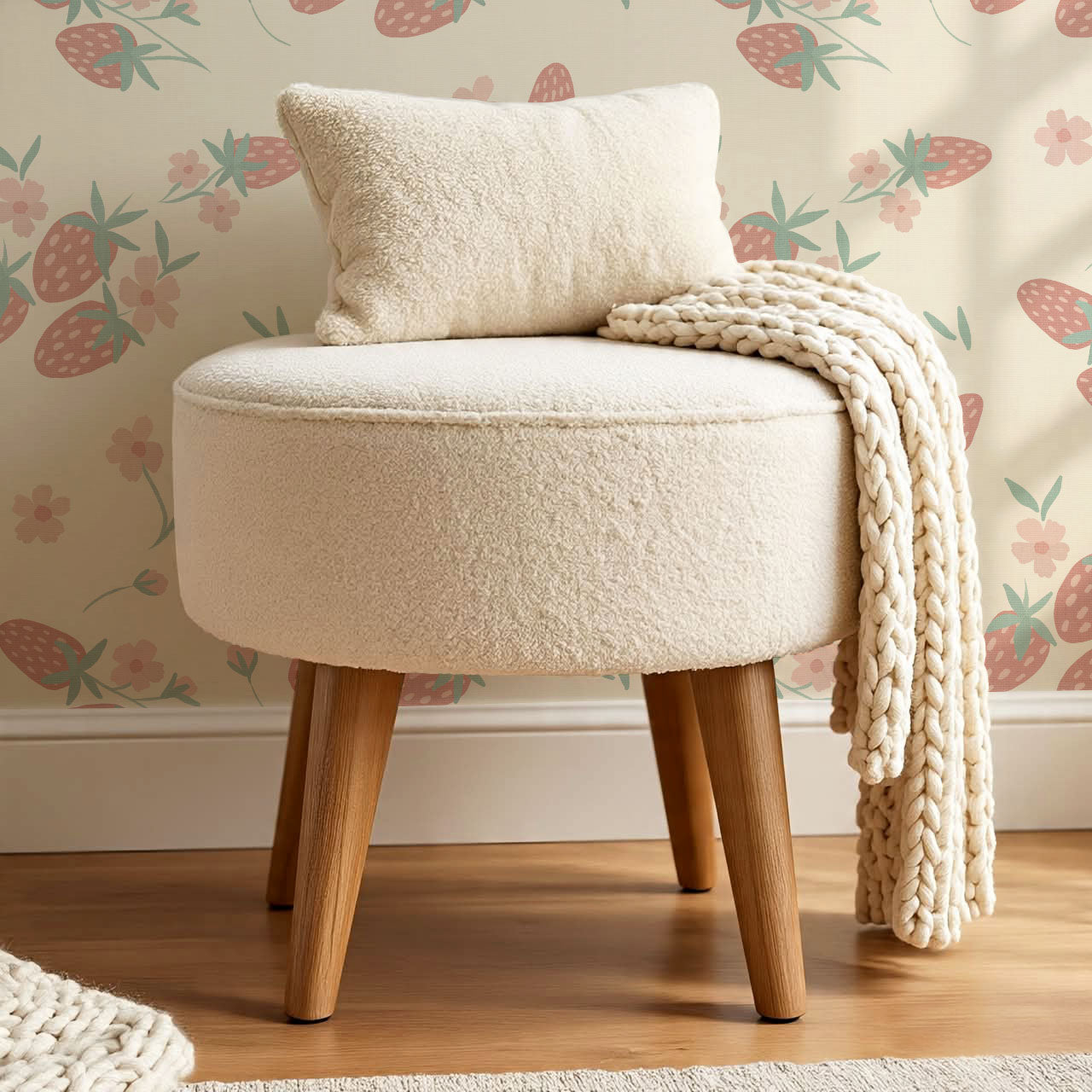 Josie Wild Strawberries Peachy Wallpaper