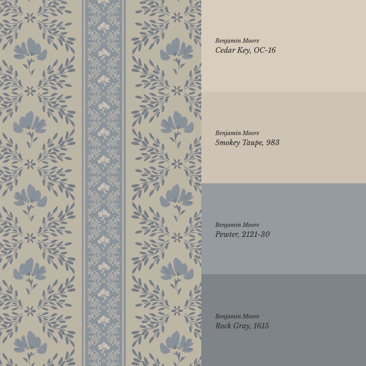 Julian Blooming Vines French Blue Wallpaper