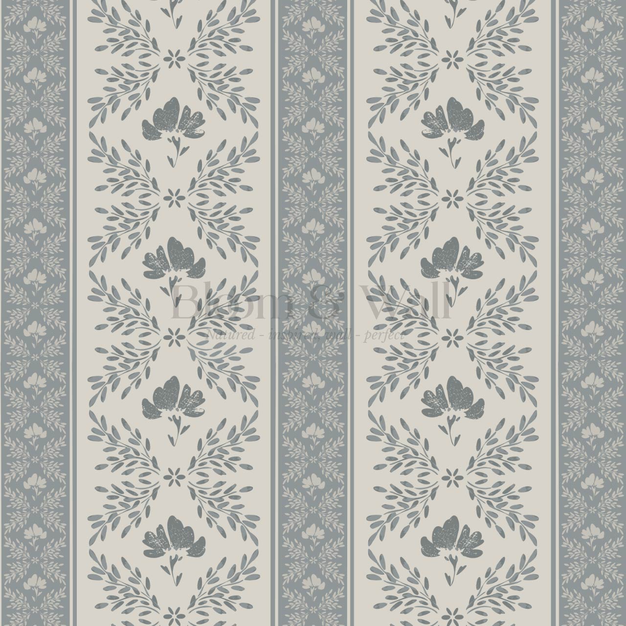 Julian Blooming Vines Slate Wallpaper