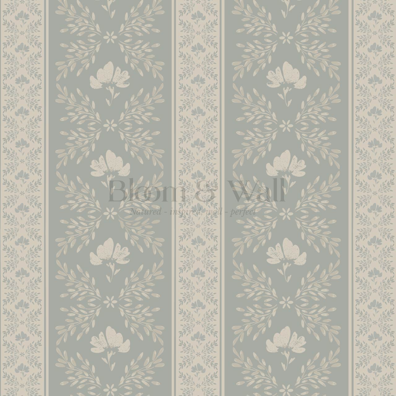 Julian Blooming Vines Horizon Dry Sage Wallpaper