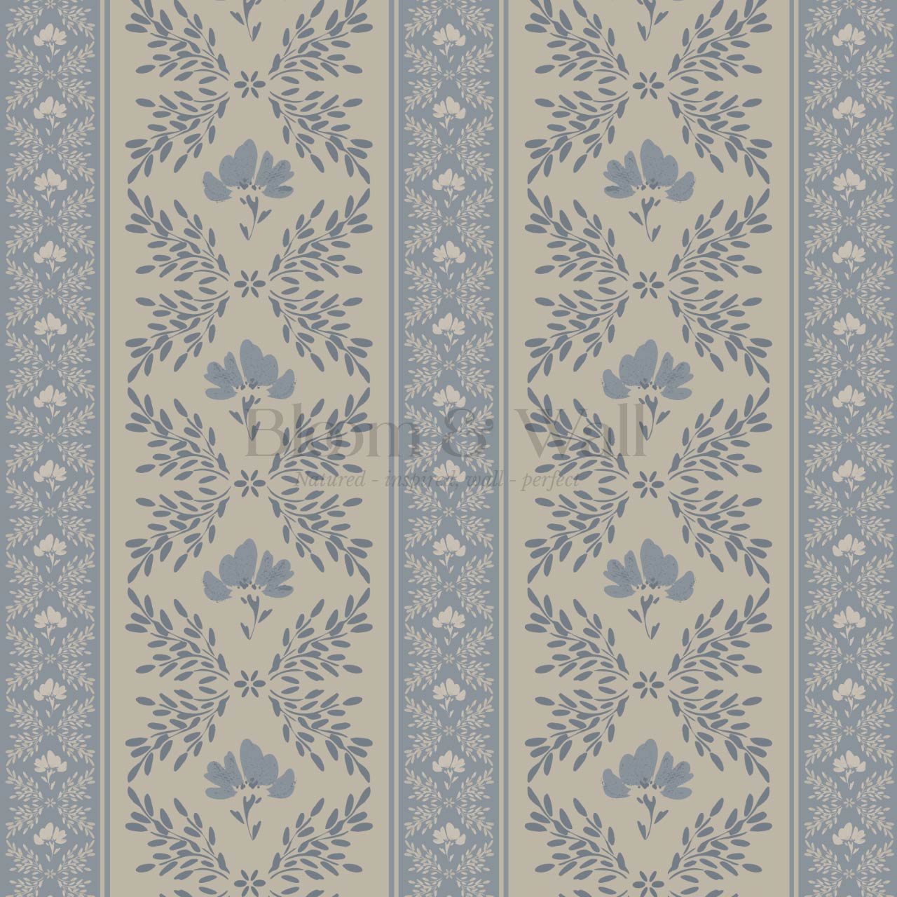 Julian Blooming Vines French Blue Wallpaper