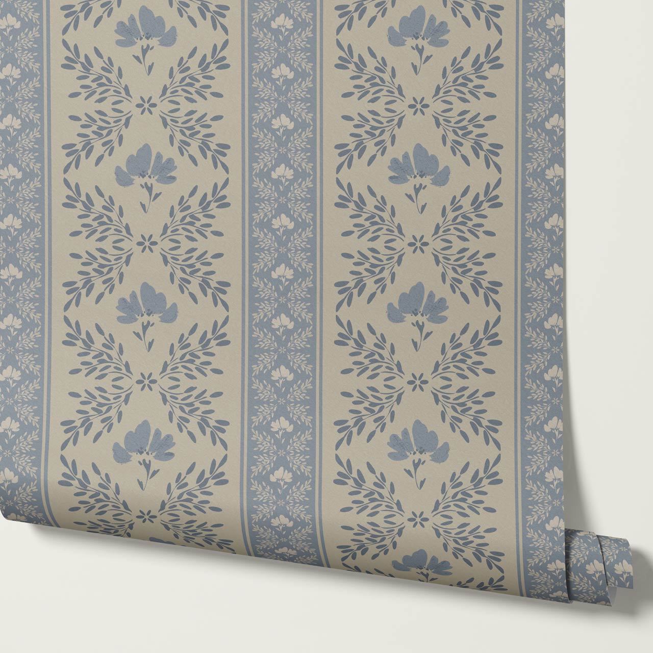 Julian Blooming Vines French Blue Wallpaper