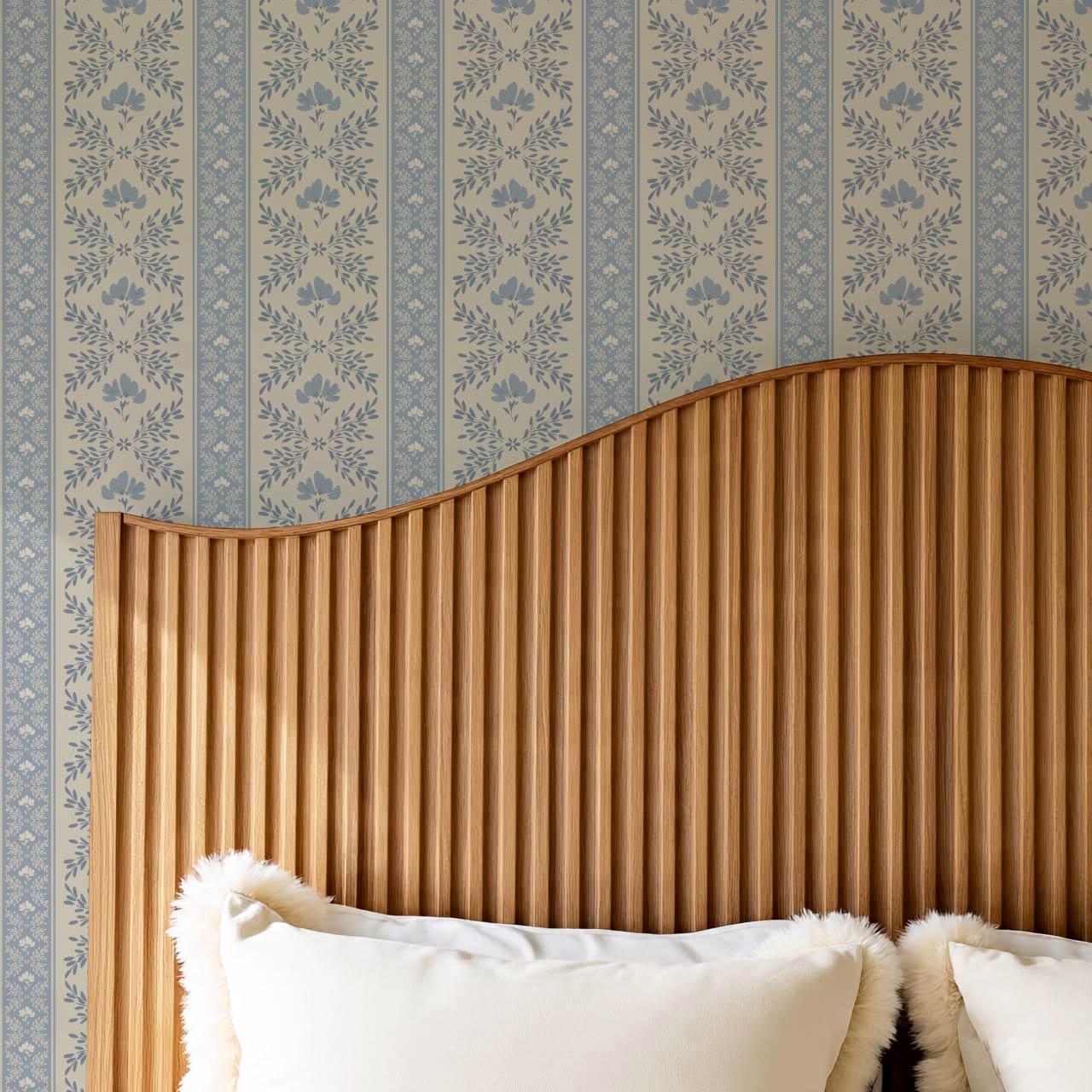 Julian Blooming Vines French Blue Wallpaper